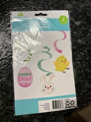 Way to Celebrate! Easter Hanging Decorations Bunny Chick Multicolor