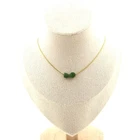 Nephrite Jade Necklace With 2 Pearls From Siberia (Russia). Steel Chain Necklace