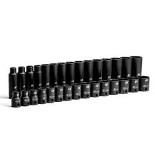 Capri Tools 3/8 in. Drive Shallow/Deep Impact Socket Set, 6-Point, Metric, 30-Pc