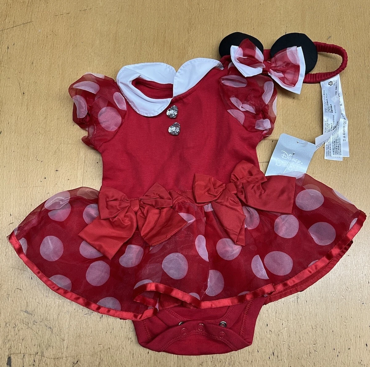 Disney Store Baby Girl Clothes 9-12 Months Minnie Mouse Outfit Dress Ears