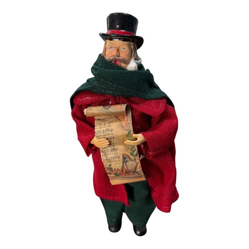Juego de 4 estatuillas vintage victorianas de villancicos de Navidad de tela decoración navideña - Imagen 5 de 10
