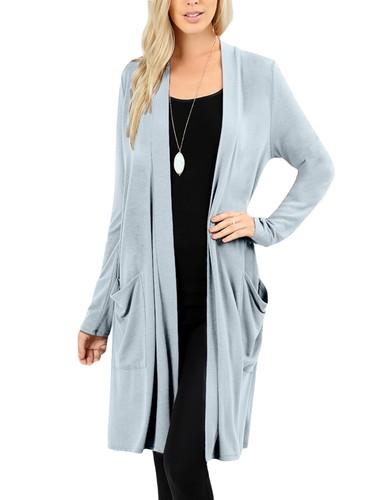 NE PEOPLE Damen Basic Langarm vorne offen lässig Taschen Cardigan NEUJ1440 - Bild 42 von 125