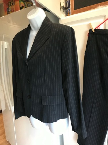 Pre-Owned Women’s Danny & Nicole Blazer/Pants Set size 10 Dark Blue with Lines - Picture 4 of 10