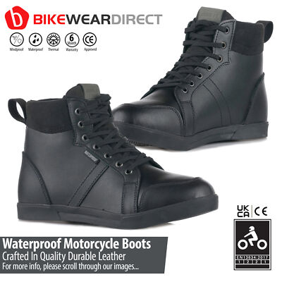 Leder Motorrad Motorradstiefel Schuhe Wasserdicht Tourenbiker Panzerung Niedrig