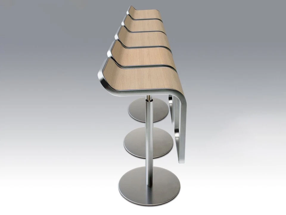 意大利 Lapalma Lem 活塞可调节凳子、垫铬合金-白橡木 — 第 2/4 张图片