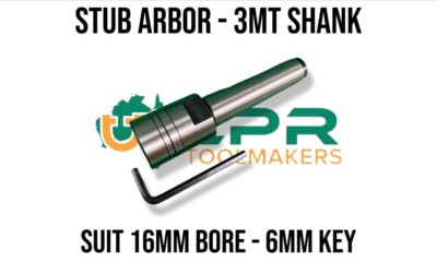 Stub Shell Mill Arbor 3MT Holds 16mm Bore Gear Cutters - 12 x1.75 Threaded back