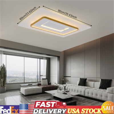 LED Rectangle Chandelier Flush Mount LED Ceiling Light w/Remote Control 110-220V
