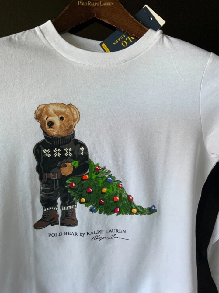 Camiseta Polo Ralph Lauren X-Mass Bear LS Talla M 10-12 Juvenil Nueva con Etiquetas Edición Especial MA Foto 3 de 4