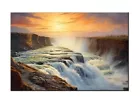 Gullfoss waterfall Oil Painting Printed on canvas,Giclee Print,Iceland Painting