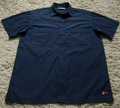 CLASSIC 90'S RETRO NAVY FILA SHIRT MEDIUM MENS PTP 23.5 INCHES STRAP CLOSURE - Picture 10 of 10