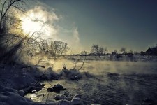 Landscape nature winter snow sunlight outdoors cold Custom Gaming Mat Desk