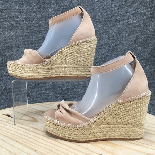 Kenneth Cole Sandal Womens 7 Tan Sol Espadrille Wedge Open Toe Ankle Strap - Picture 2 of 17