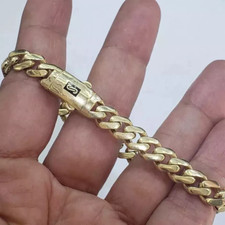 14k Yellow Gold Plated Miami Cuban 8 MM Link monaco Bracelet 8" long Box Lock