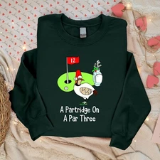 A Partridge On A Par Three Christmas Jumper Printed Golf Xmas Unisex Sweatshirt