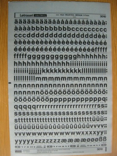 .1 x Letraset Lower Case  Helvetica Medium 42pt 11.7mm Sheet 3010   (0)  - Picture 1 of 3