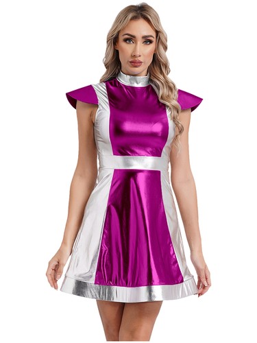 Costume cosplay astronauta alieno spaziale donna lucido manica mosca ritaglio body - Foto 22 di 36