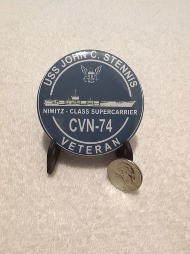 3" Button Badge Pin ~ USS John C Stennis CVN-74 VETERAN ~ Button Pin Badge ~ NEW - Picture 2 of 7