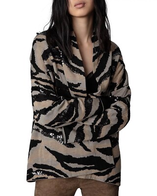 2023 Zadig & Voltaire Maya Tiger Merino Cardigan Sweater