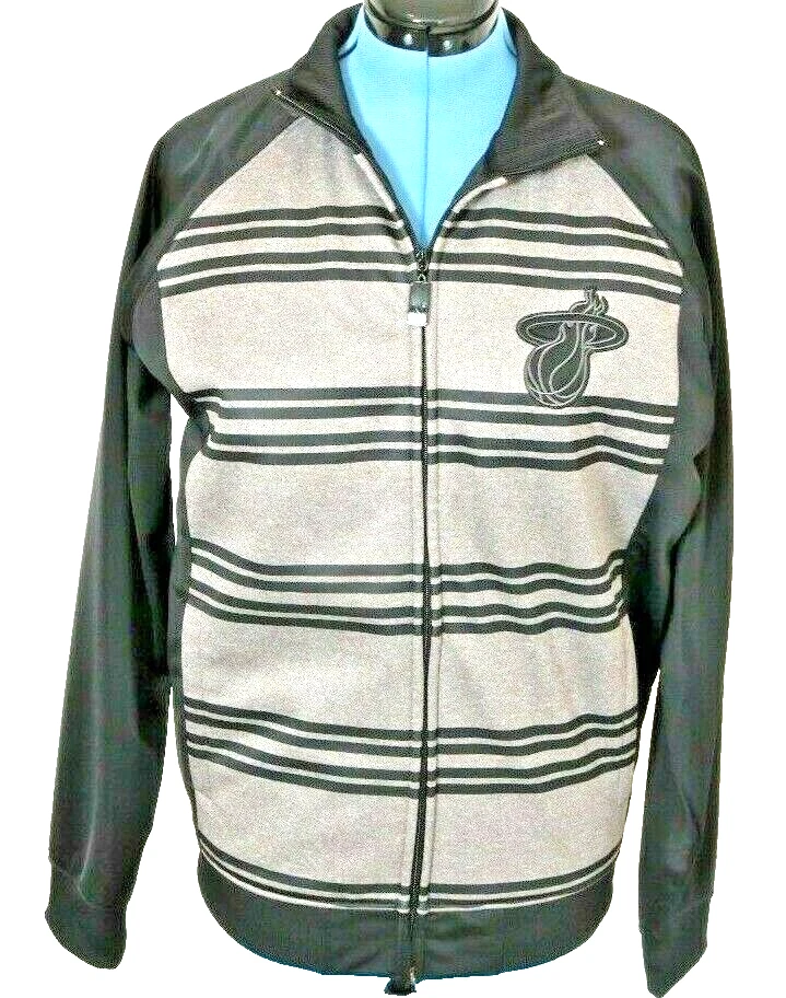 Miami Heat UNK NBA Basketball Zip Black Gray Striped Track Jacket Youth Boy's XL - Image 2 of 4