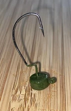 10pack Weedless Finesse Ned Rig Jigs OLIVE #1 Hook Green Watermelon Pumpkin