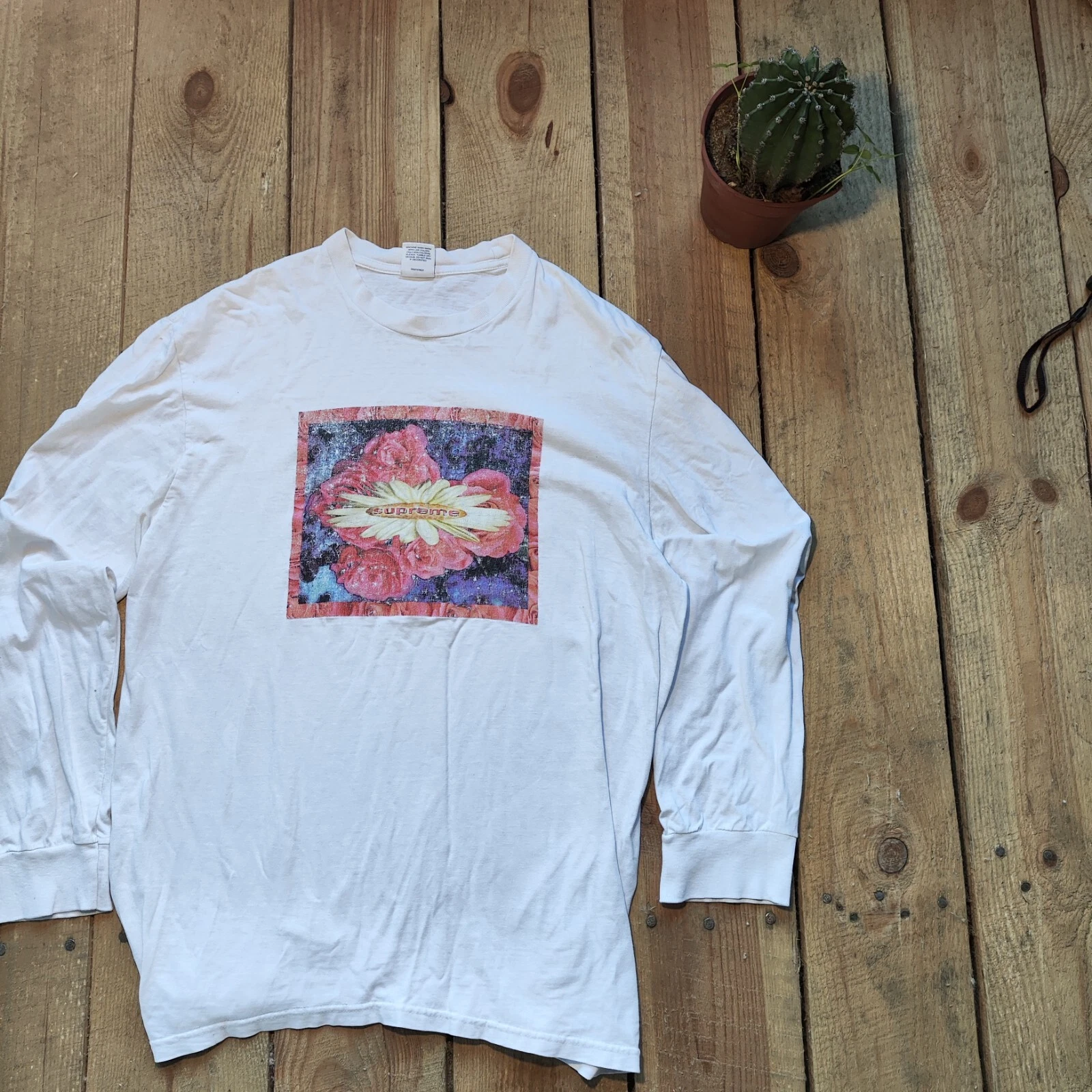 T shirt manches longues Supreme FW17 « Bloom »   Large (Blanc)