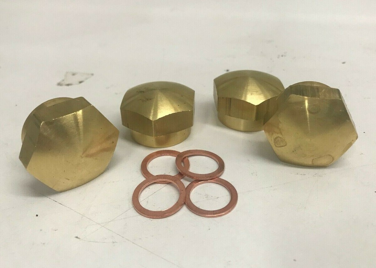 4 HARLEY SHOVELHEAD BRASS domed hex ROCKER BOX SHAFT END NUTS