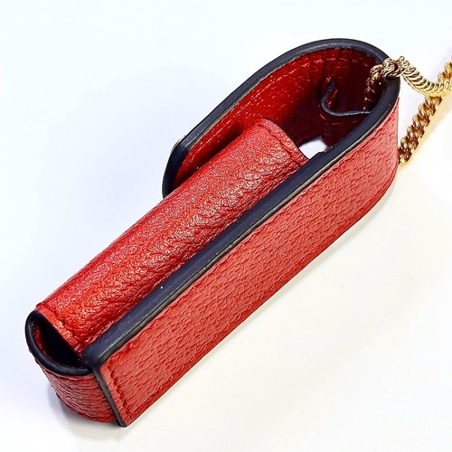 GUCCI Chain Lipstick Case 615998 Necklace Red Gold GP Women's Accessories - Picture 6 of 9