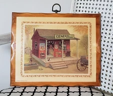 Vtg K Chin General Store Picture Plaque Donald Art Co Wood Art Country Store
