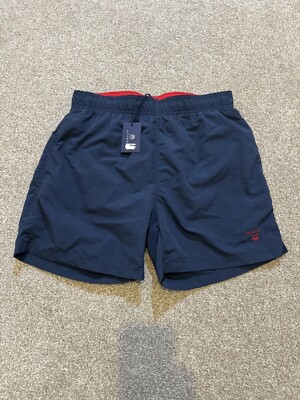 Short Vintage Marine Et Rouge – Football Ancien France – Années 80 – Taille 44 – Polyamide – Sans Marque