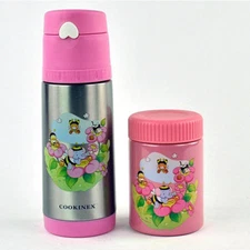 Cookinex FL-64 Lunch Set for Kids - Pink, Stainless Steel Double, Wall