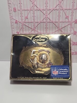 Vintage Raintree Washington Redskins Brass Belt Buckle - 50th Anniversary-Rough