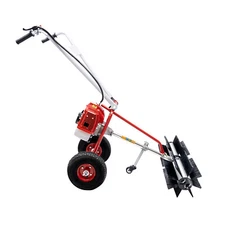 Walk Behind Power Sweeper Broom 43cc 1.7HP Gas Engine Sweeper Lawn Gravel Turf