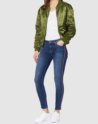 Cross Jeans Super Skinny Fit - Mid Waist Giselle Red Stripe Style - Größe W33