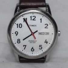Timex Indiglo WR 30M Date Window Easy To Read Dial Mens Watch Stainless Steel