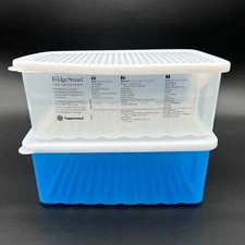 NOS Tupperware FRIDGESMART Set/2 Medium Fruit & Veggie Vented Containers 7 Cup