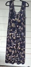 Earthbound Blue Floral Sleeveless Velvet Wide Leg Overall Jumpsuit Pockets Large