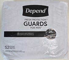 Depend Mens Incontinence Guards Maximum Absorbency 52 Count Open Box Sealed Gray