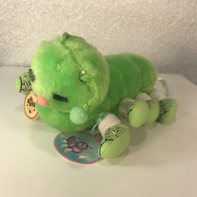 Russ Katey Pillar Green Plush Stuffed Animal Caterpillar Small Vintage 9''