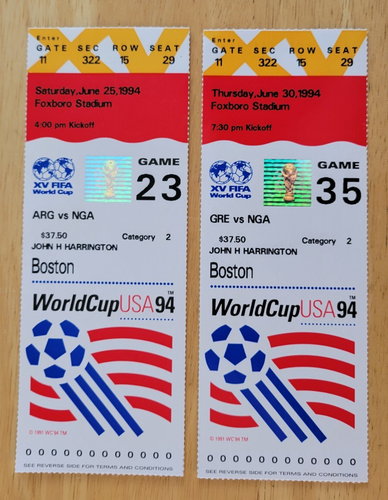1994 WORLD CUP USA GAME TICKET LOT - SPIEL 23 & SPIEL 35 - SEHR SCHÖN!