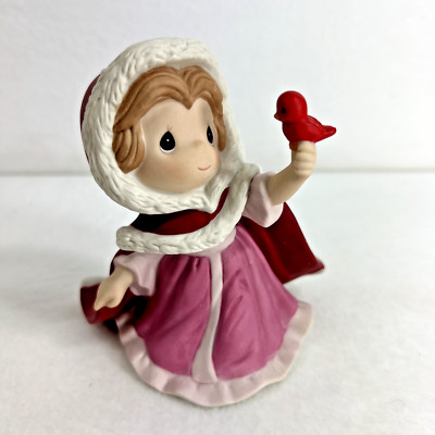 Precious Moments Disney Belle Beauty & Beast in Red Winter Cape Bird 201065 New