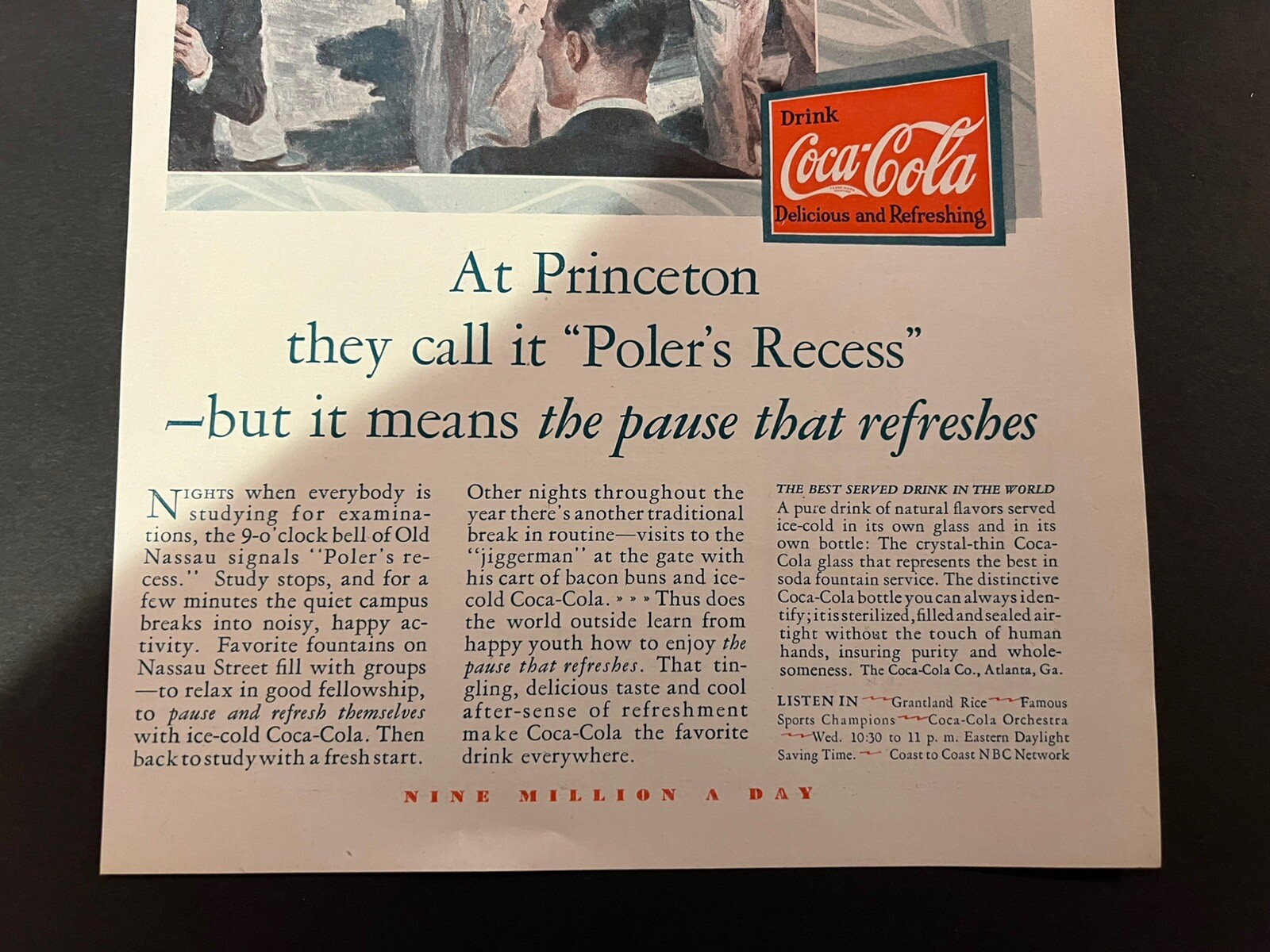 Vtg 1930s AD, Coca-Cola, Poler's Recess