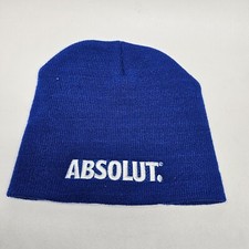 ABSOLUT Vodka Winter Beanie Hat Knit Cap One Size Blue Made in USA adult V5a