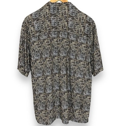 John Henry Rayon Shirt Men Medium Short Sleeve Abstract Pattern Dad Button-Up - Picture 3 of 10