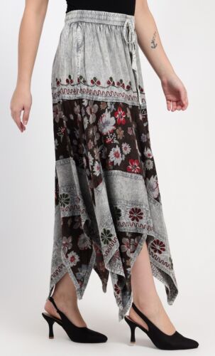 Pixie Skirt Patchwork Bohemian Rayon Grey Color Festival One Size 10 12 14 16 18 - Picture 2 of 8