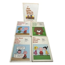 Lot of 5 Vintage Charlie Brown Books By Charles Schulz You Need Help, Snoopy