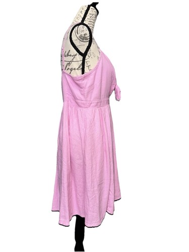 NWT Old Navy Pink Fit & Flare Tie-Front Smocked Linen-Blend Mini Cami Dress - Picture 3 of 16