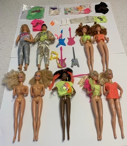 1985 Vintage Barbie and the Rockers Dee Dee Diva Ken Derek Dance Accessories Lot