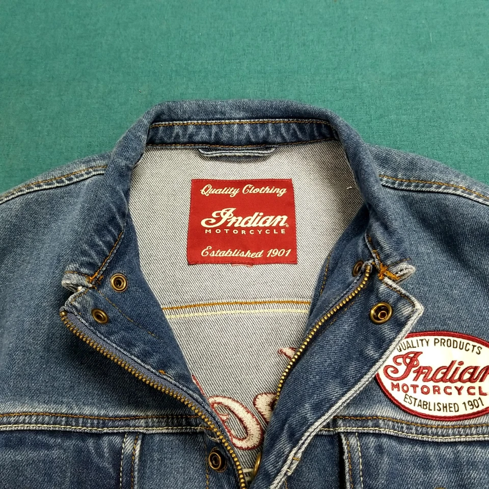 Chaqueta vaquera Indian Motorcycle de colección + parches sin talla vista  Foto 3 de 4