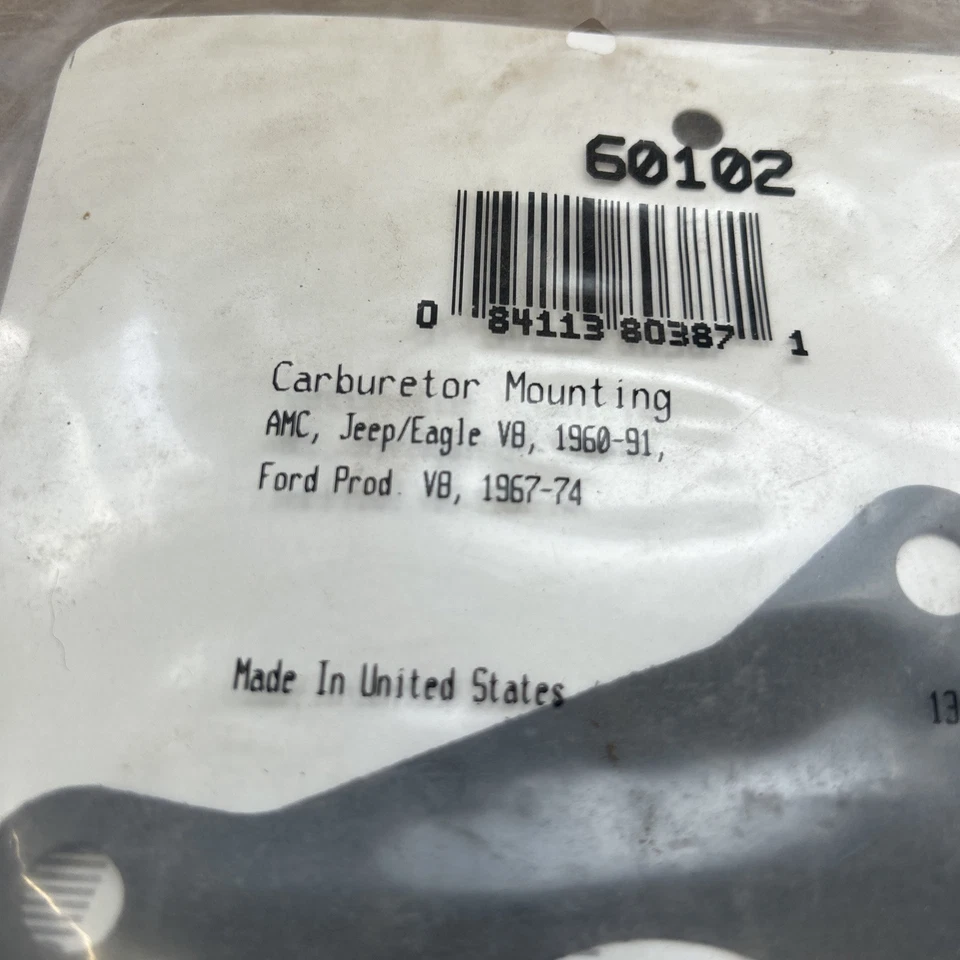 Junta de montaje de carburador Fel-Pro 60102 AMC Jeep 1960-91 Ford V8 1967-74 Foto 2 de 3