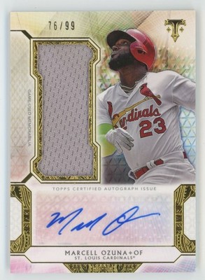 Marcell Ozuna 2018 Topps Triple Threads Relics Auto /99 Jersey #UAJR-MOZ St.